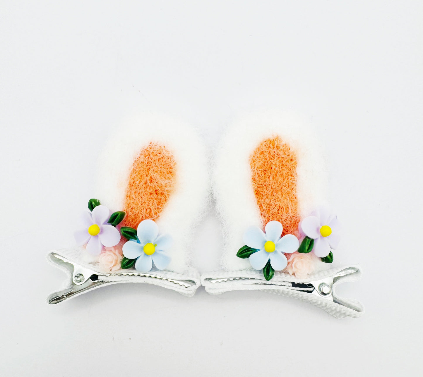 Floral bunny ears hair clips