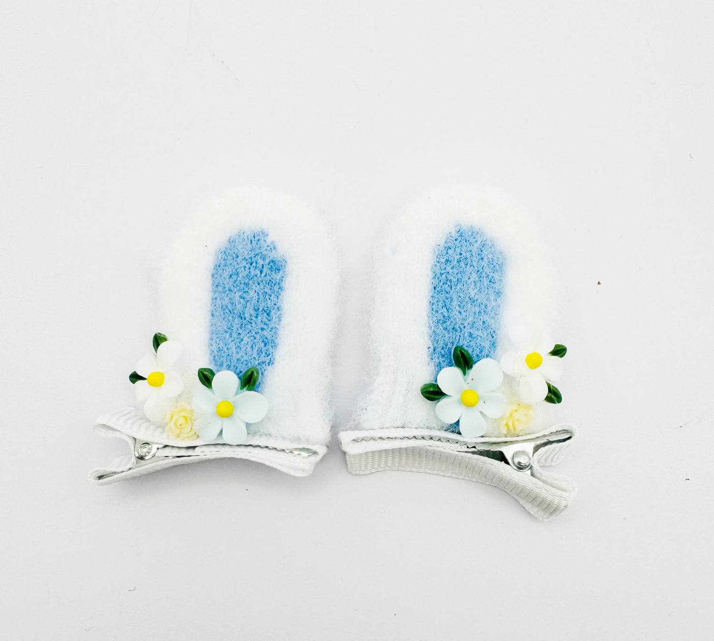 Floral bunny ears hair clips