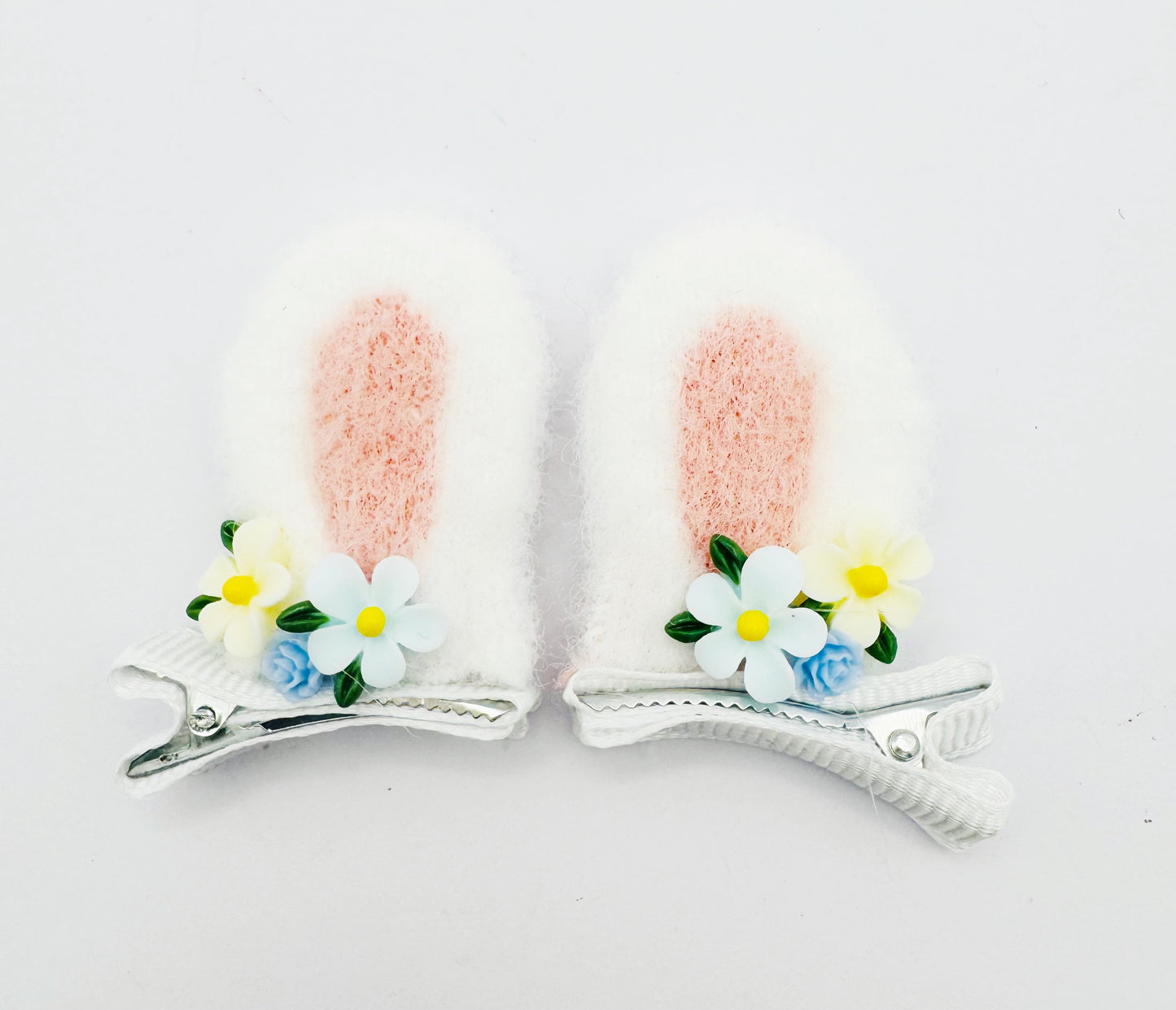 Floral bunny ears hair clips