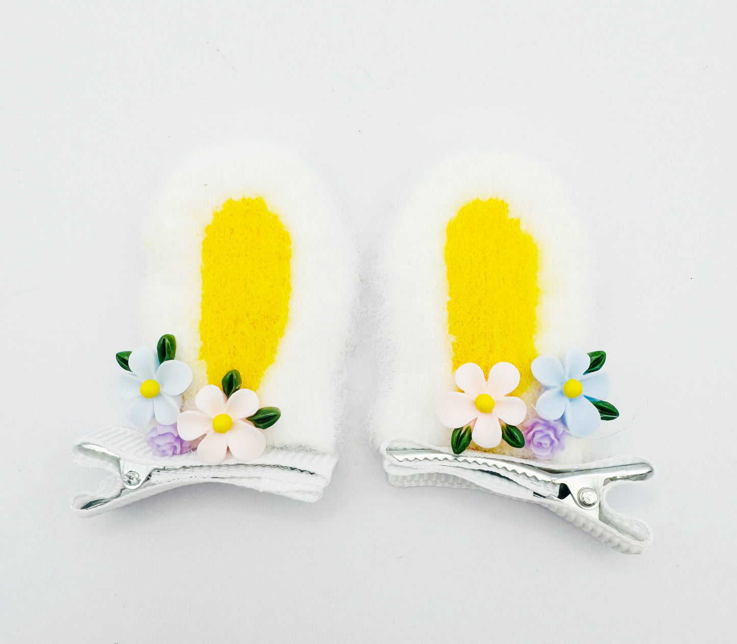 Floral bunny ears hair clips