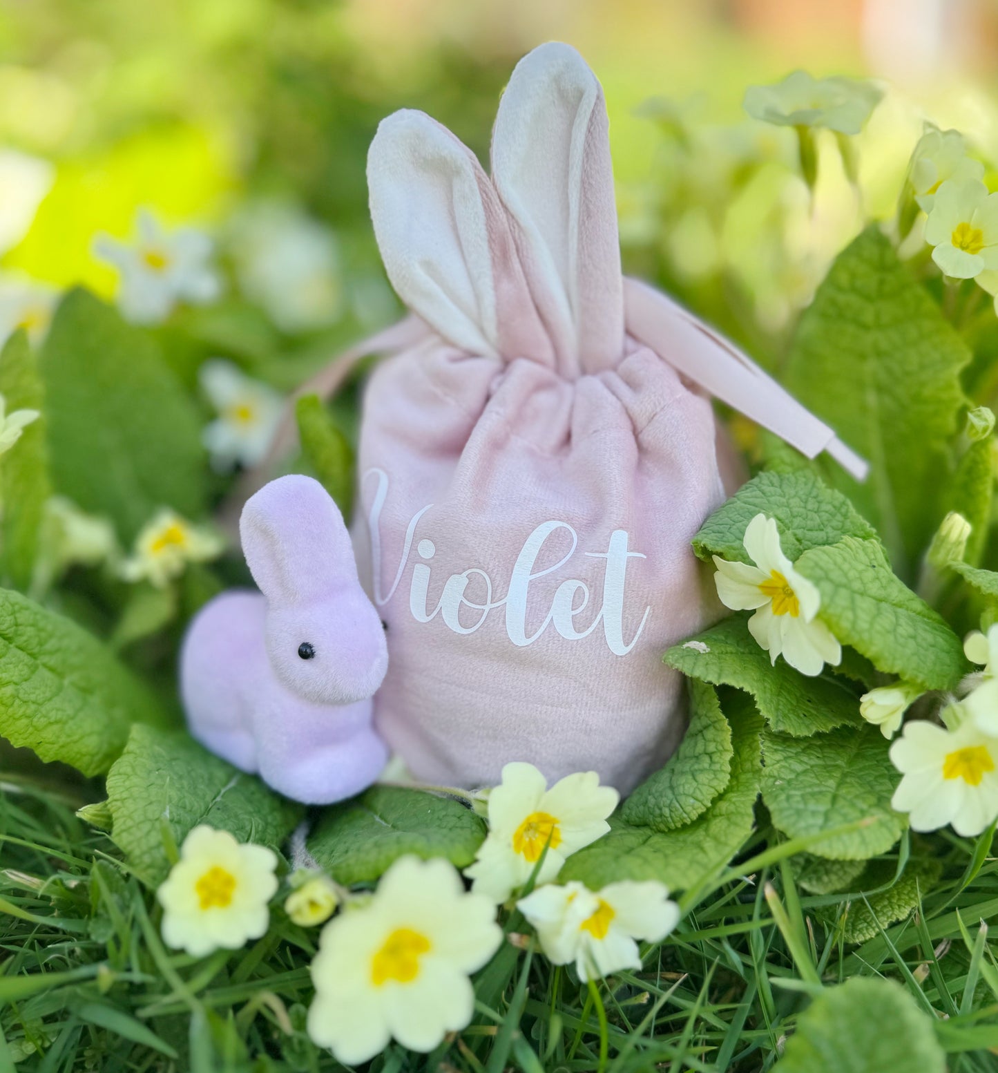 Personalised Easter Bunny Ears Velour Gift Bag