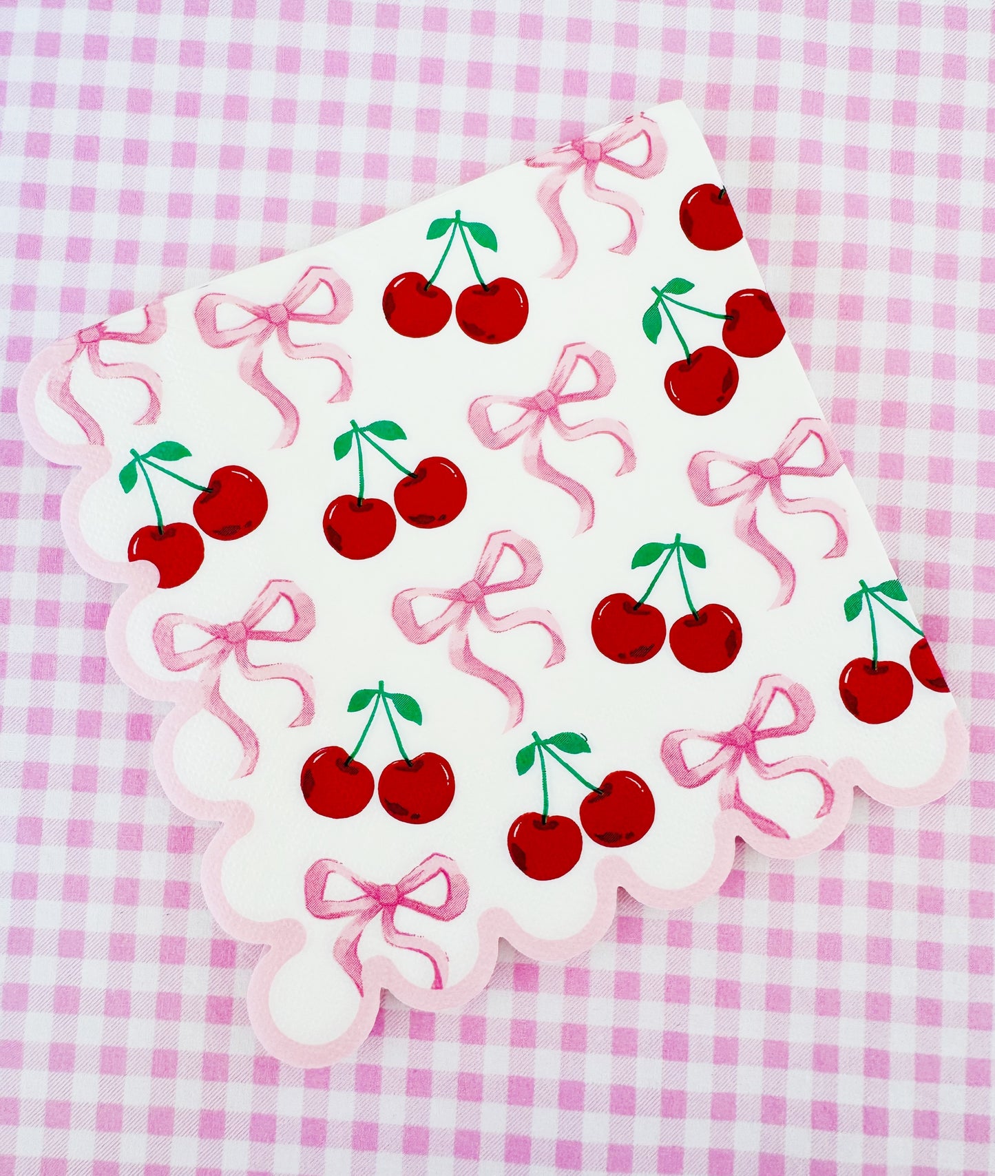 Cherry pink Bow motif coquette party napkins