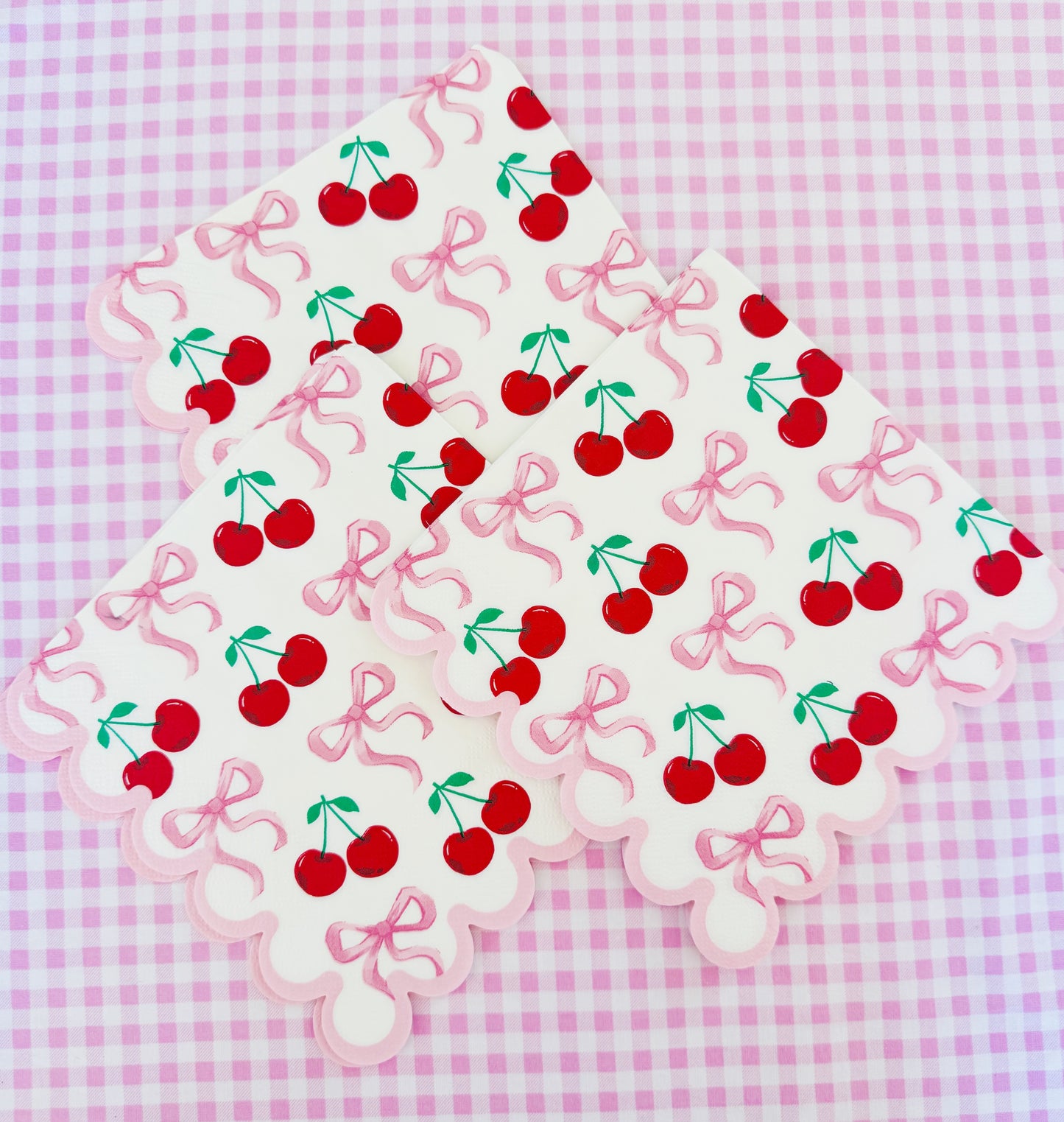 Cherry pink Bow motif coquette party napkins